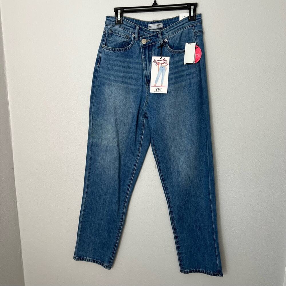 New YMI Asymmetric Straight Leg Blue Jeans Women's size 7/28